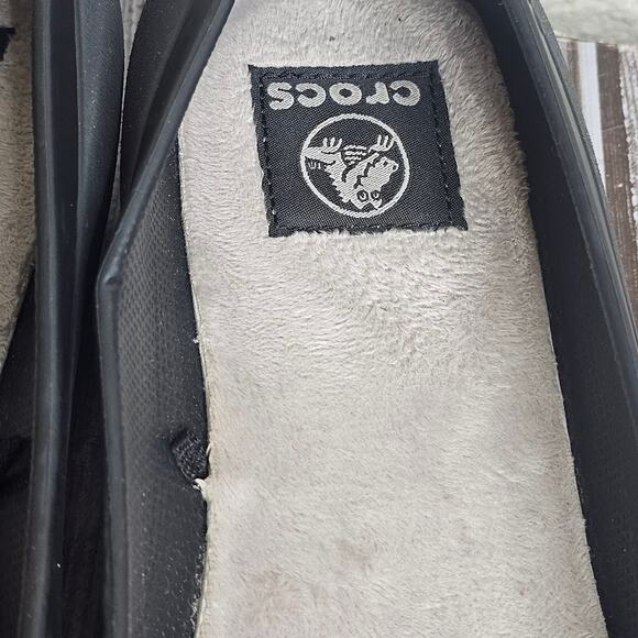 Crocs Mammoth Black/Gray Faux Fur Lined Ballet Flats Size 9 - Picture 8 of 9